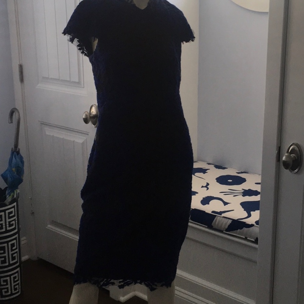Blue on Black Lace Dress